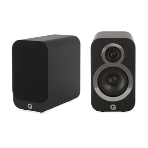 Q Acoustics 3010i Slim Line Bookshelf or Stand Mount Speakers Carbon Black Pair-0