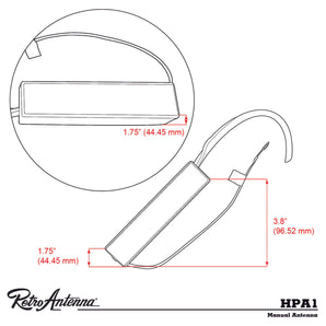 RetroSound HPA1 Amplified Hide Away Antenna Classic Car Radio FM AM Aerial