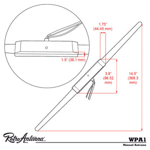 RetroSound WPA2 Amplified Hide Away Antenna Classic Car Radio FM AM Aerial