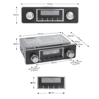 Classic Car Stereo 200 DAB Spindle Mount Radio Stereo Bluetooth Chrome & Black-3